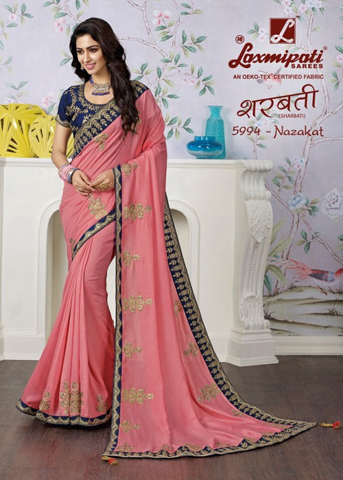 Laxmipati Sharbati 5994 Pink Raw Silk Saree