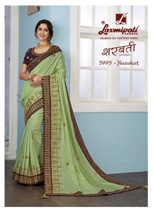 Laxmipati Sharbati 5995 Green Raw Silk Saree