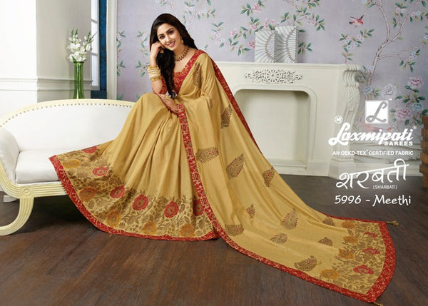 Laxmipati Sharbati 5996 Yellow Raw Silk Saree