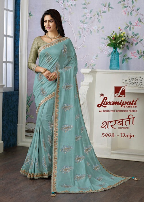 Laxmipati Sharbati 5998 Blue Raw Silk Saree