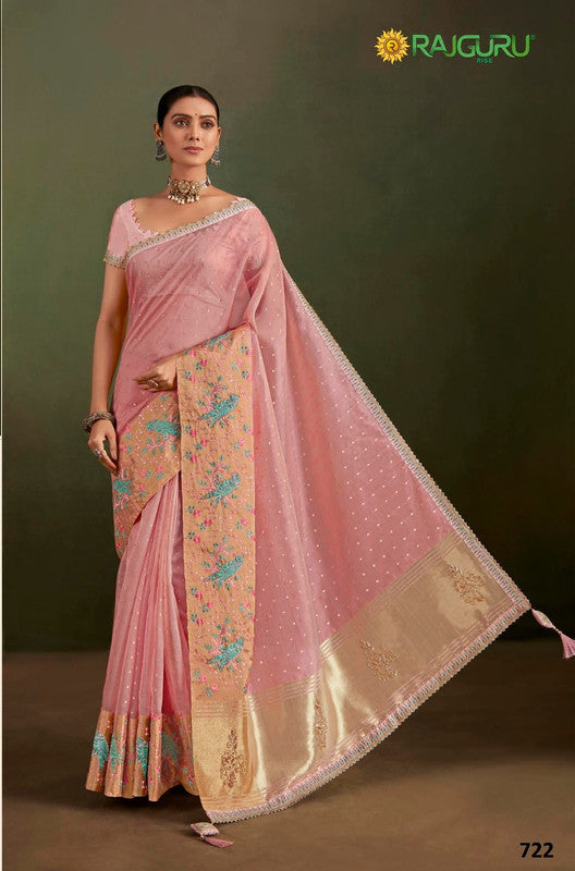 Rajguru Bibli Vol-02 Rg-722 Pink Tissue Silk Saree
