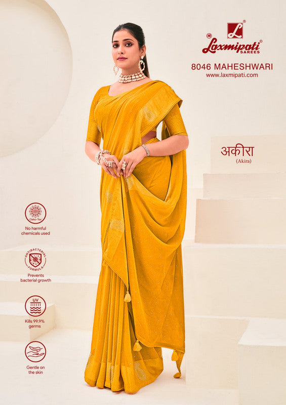 Laxmipati Akira 8046 Yellow Georgette Saree