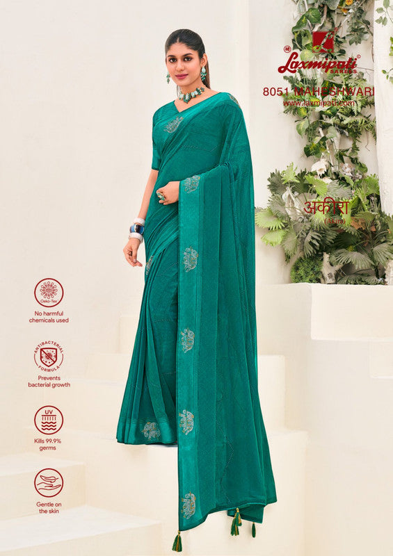 Laxmipati Akira 8051 Teal Blue Georgette Saree