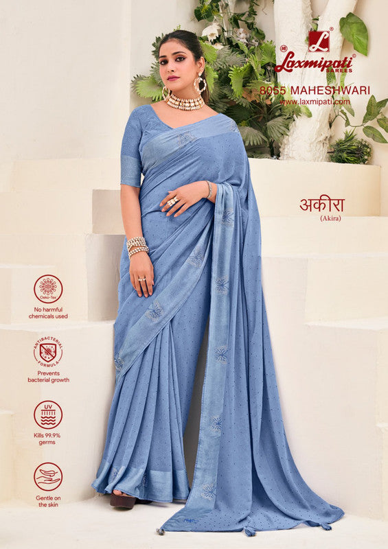 Laxmipati Akira 8055 Greyish Blue Georgette Saree