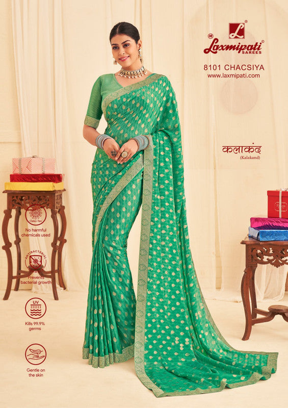 Laxmipati Kalakand 8101 Pista Silk Chiffon Saree