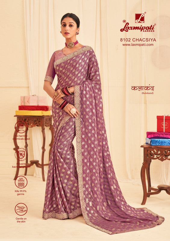 Laxmipati Kalakand 8102 Onion Silk Chiffon Saree