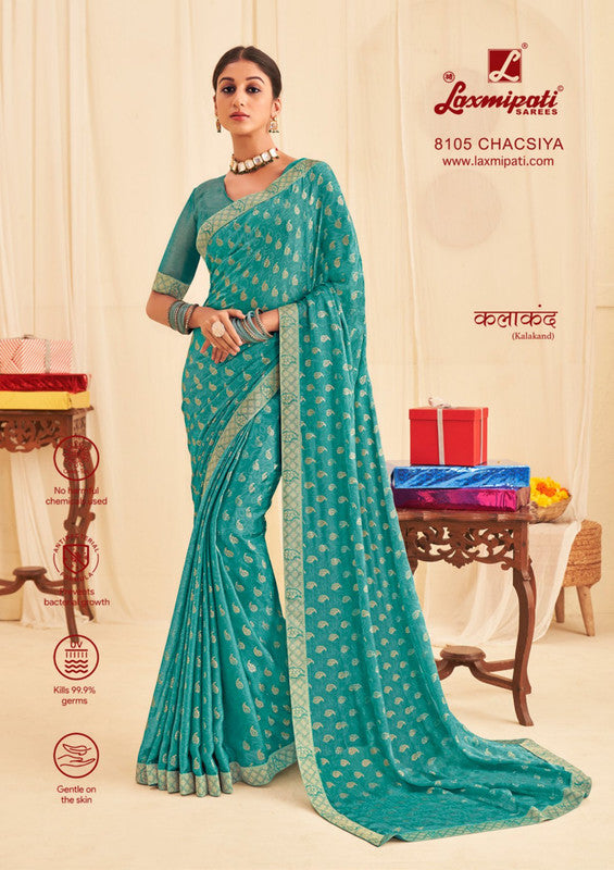 Laxmipati Kalakand 8105 Sky Blue Silk Chiffon Saree