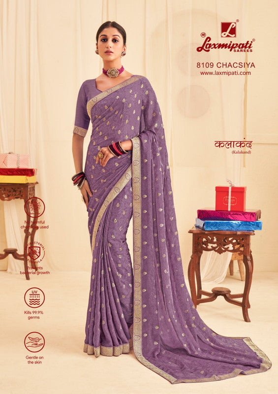 Laxmipati Kalakand 8109 Mauve Silk Chiffon Saree