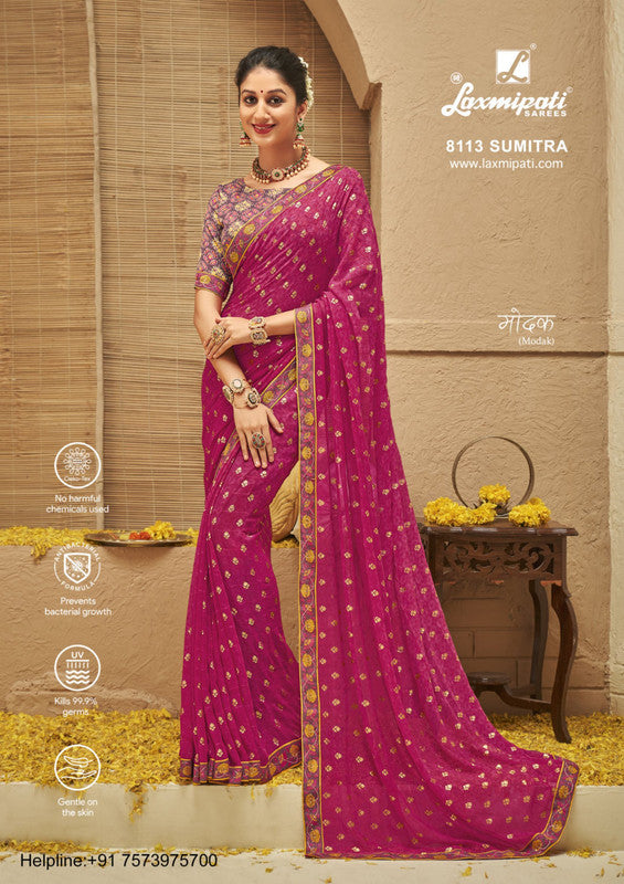 Laxmipati Modak 8113 Pink Heavy Georgette Saree