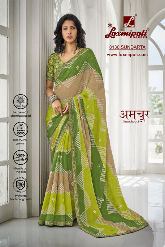 Laxmipati Amchoor 8130 Multicolor Chiffon Saree