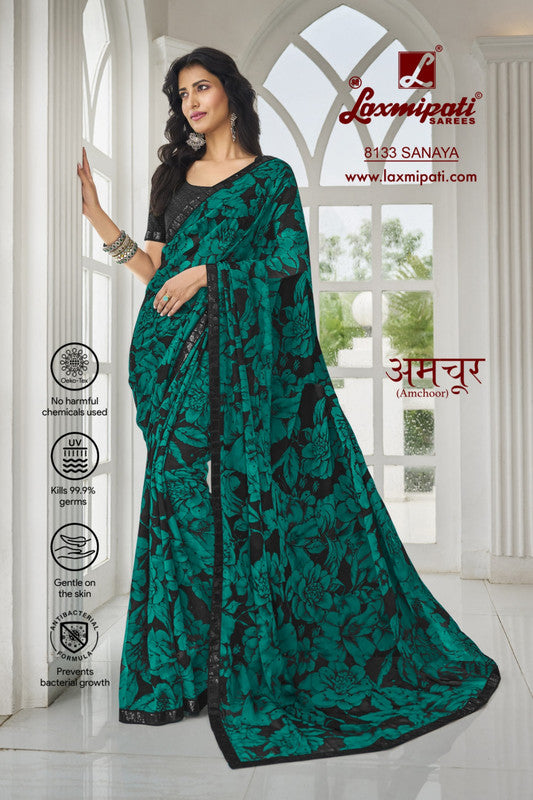 Laxmipati Amchoor 8133 (Blue-Black) Georgette Saree