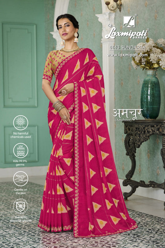 Laxmipati Amchoor 8143 Pink Chiffon Saree