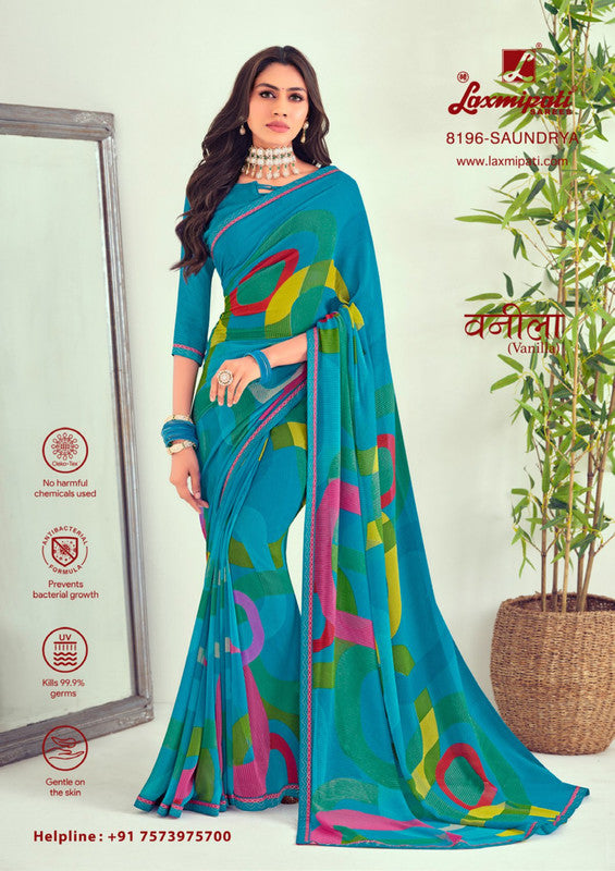 Laxmipati Vanilla 8196 Skyblue Georgette Saree