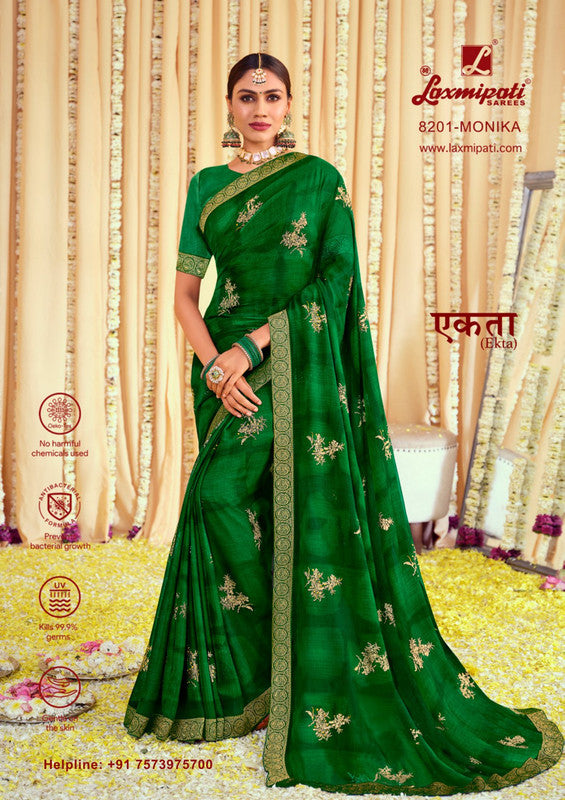 Laxmipati Ekta 8201 Green Chiffon Saree