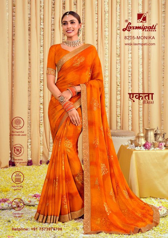 Laxmipati Ekta 8205 Orrange Chiffon Saree