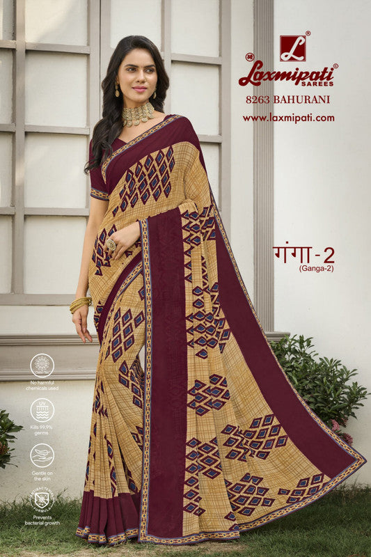 Laxmipati Ganga-2 8263 Maroon Georgette Saree