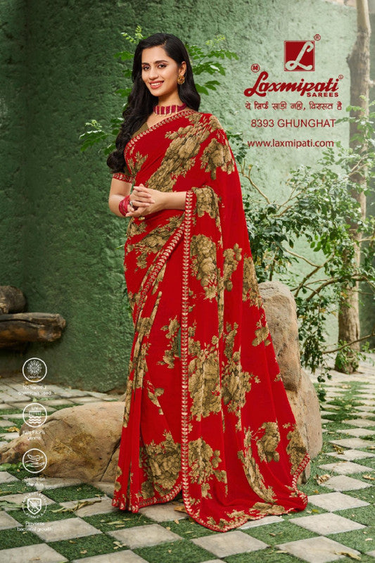 Laxmipati Kaveri 8393 Red Georgette Saree