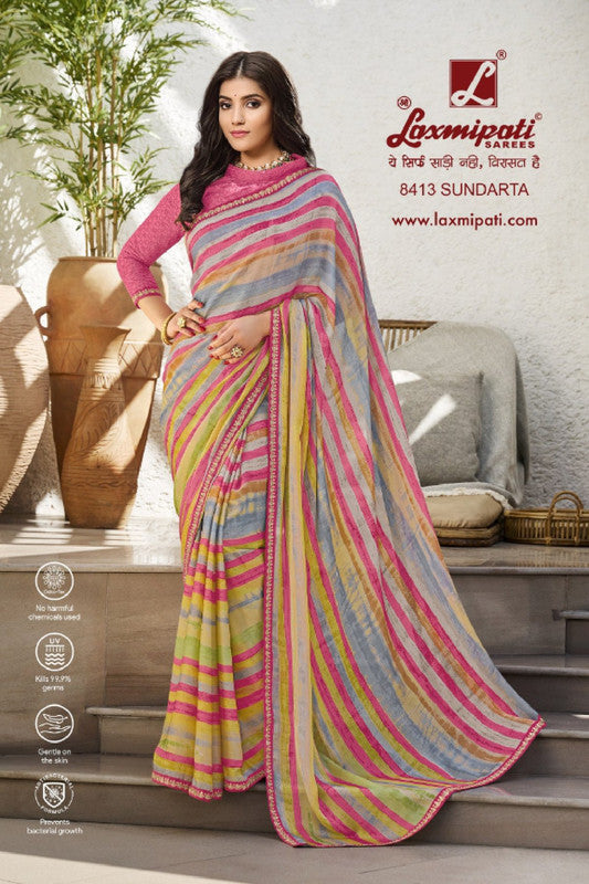 Laxmipati Chhabili 8413 Multicolor Sparkle Chiffon Saree