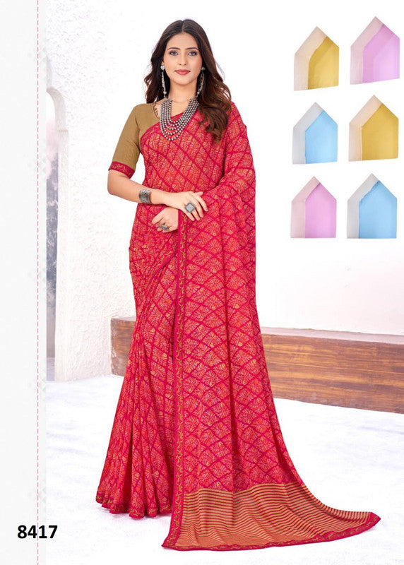 Kaasni Siddhi 8417 Red Georgette Saree