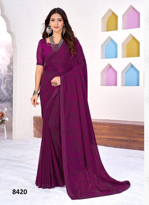 Kaasni Siddhi 8420 Purple Georgette Saree