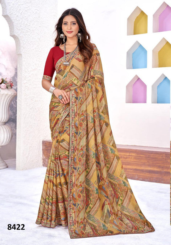 Kaasni Siddhi 8422 Yellow Georgette Saree