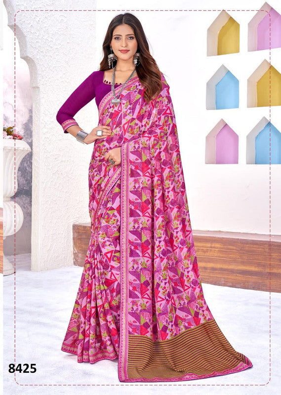 Kaasni Siddhi 8425 Pink Georgette Saree