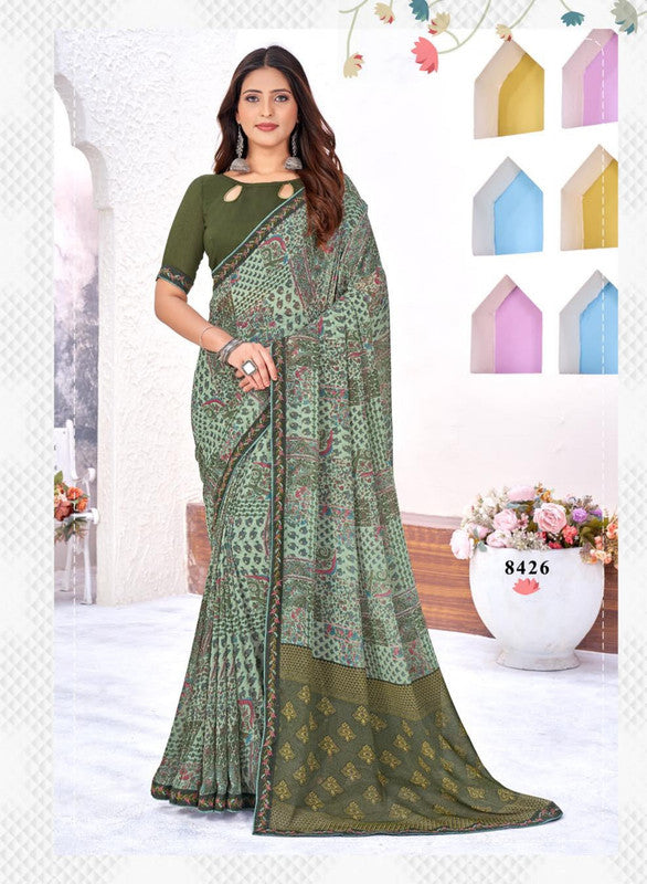 Kaasni Siddhi 8426 Green Georgette Saree