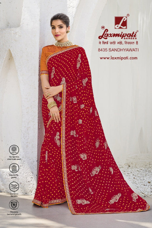 Laxmipati Chhabili 8435 Red  Chiffon Saree