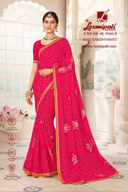 Laxmipati Gharana 8442 Pink Moss Chiffon Saree