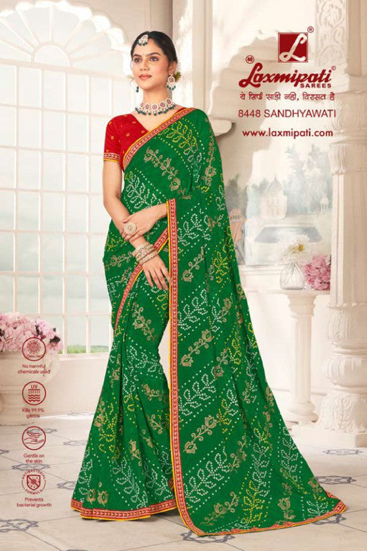 Laxmipati Gharana 8448 Green Moss Chiffon Saree