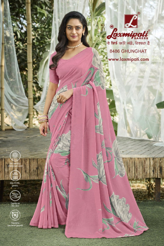 Laxmipati Bhel Puri 8486 Pink Georgette Saree