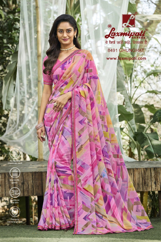 Laxmipati Bhel Puri 8491 Pink Georgette Saree