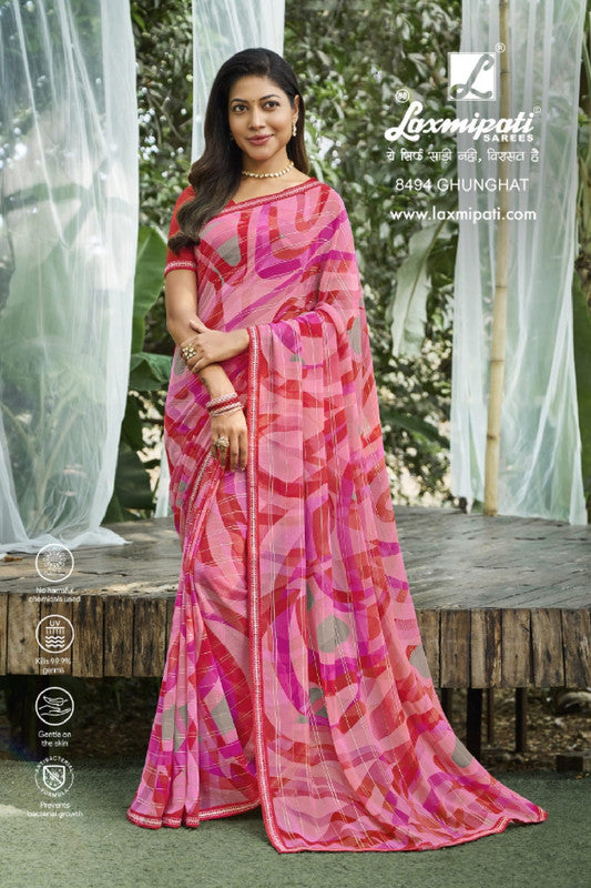 Laxmipati Bhel Puri 8494 Pink Georgette Saree