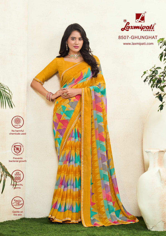 Laxmipati Simran 8507 Yellow Georgette Saree