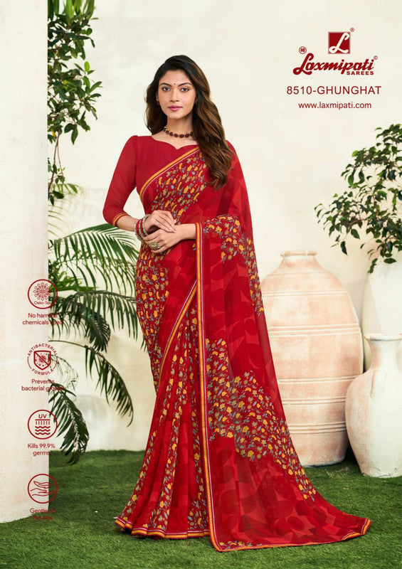 Laxmipati Simran 8510 Red Georgette Saree