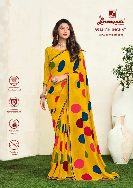 Laxmipati Simran 8514 Yellow Georgette Saree