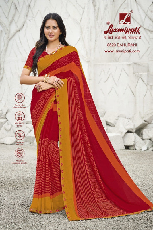 Laxmipati Ras Madhuri 8520 Red Georgette Saree