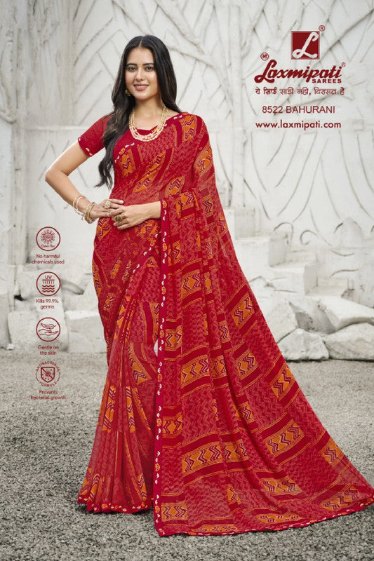 Laxmipati Ras Madhuri 8522 Red Georgette Saree