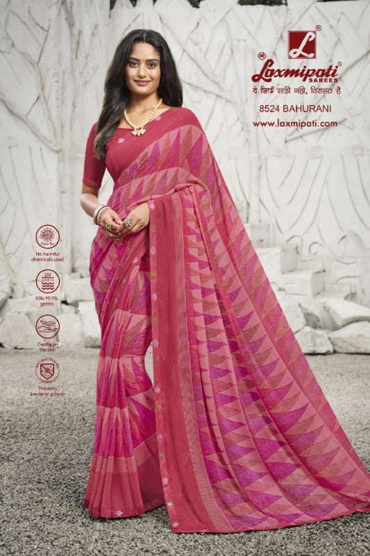 Laxmipati Ras Madhuri 8524 Pink Georgette Saree