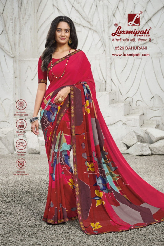 Laxmipati Ras Madhuri 8526 Red Georgette Saree