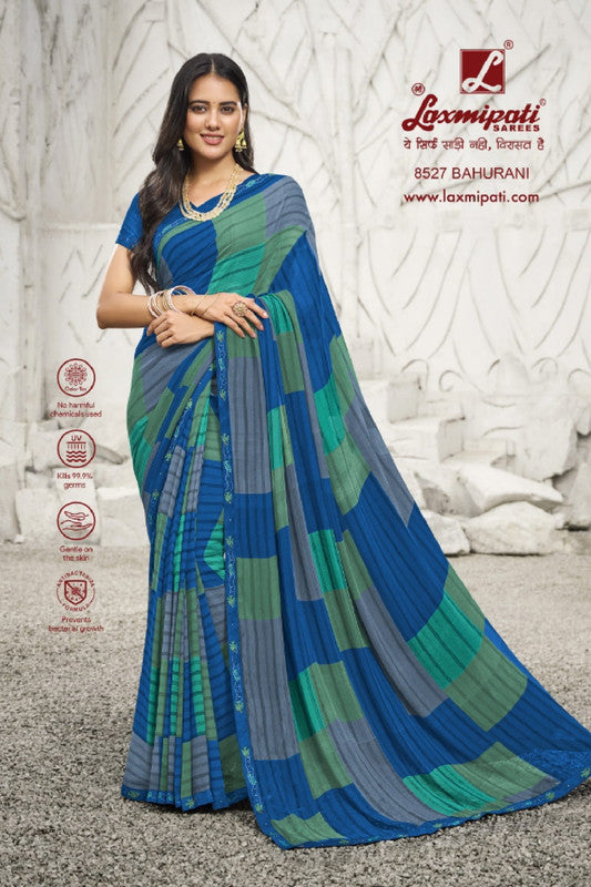 Laxmipati Ras Madhuri 8527 Blue Georgette Saree