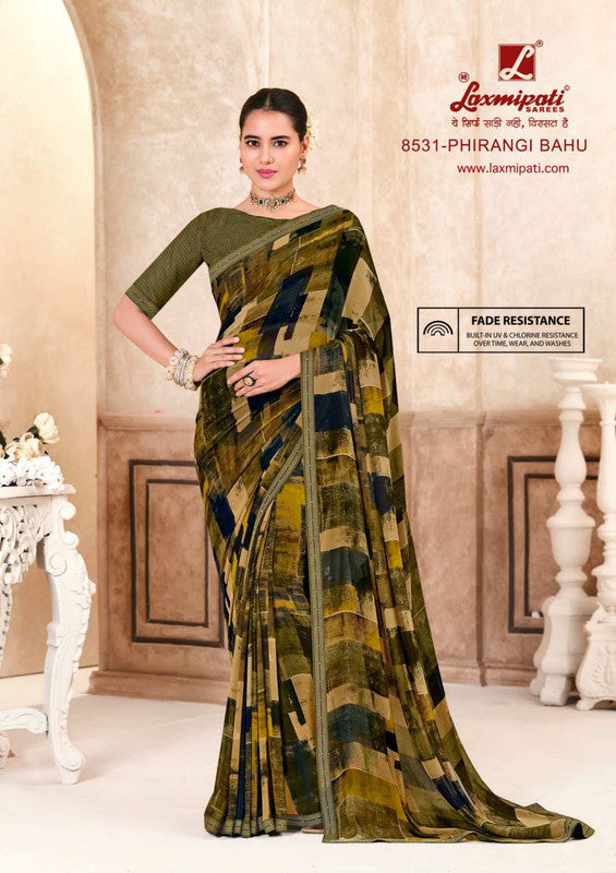 Laxmipati Kit Kat 8531 Green Georgette Saree