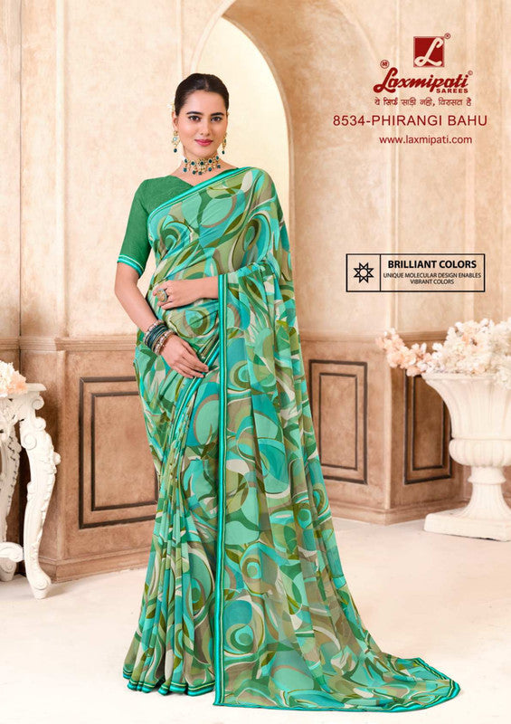 Laxmipati Kit Kat 8534 Green Georgette Saree