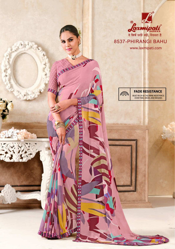 Laxmipati Kit Kat 8537 Pink Georgette Saree