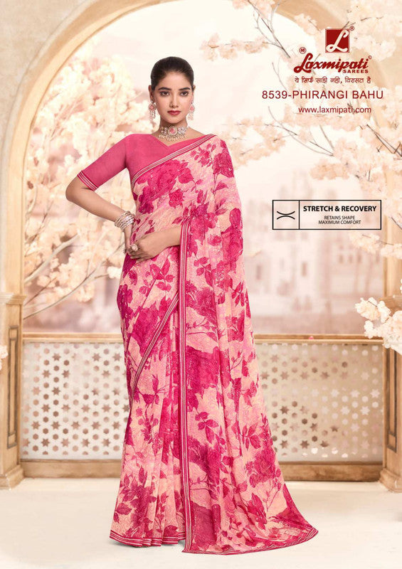 Laxmipati Kit Kat 3539 Pink Georgette Saree