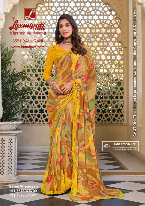 Laxmipati Noori 8551 Yellow Georgette Saree