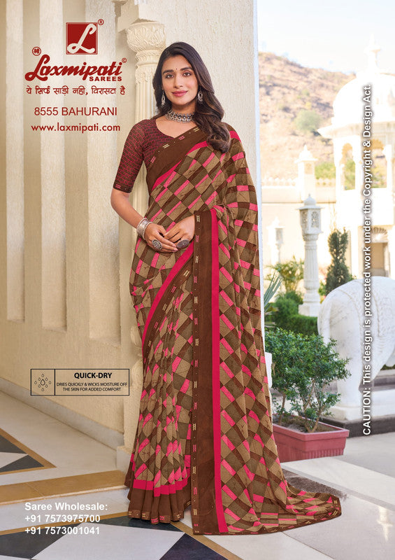 Laxmipati Noori 8555 Brown Georgette Saree