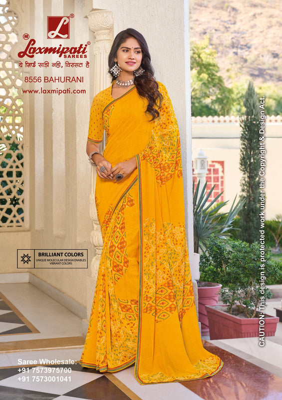 Laxmipati Noori 8556 Yellow Georgette Saree