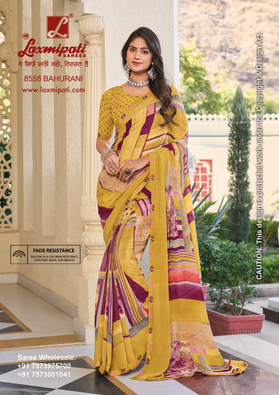 Laxmipati Noori 8558 Yellow Georgette Saree