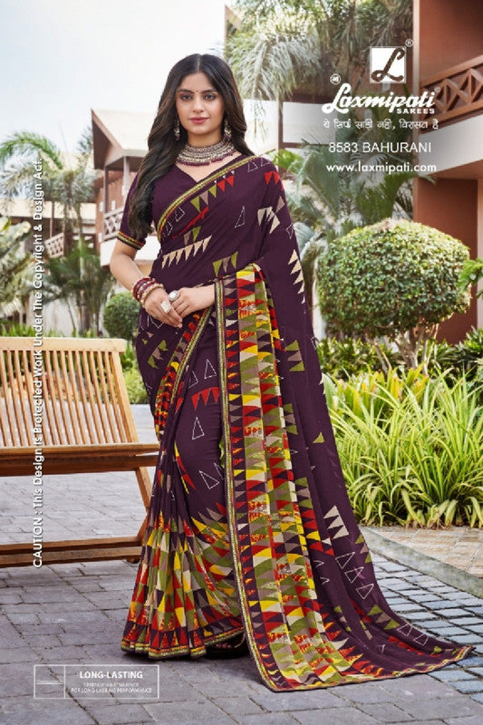 Laxmipati Noori-2 8583 - Brown Georgette Drape By Sanskar Sarees